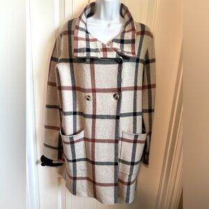 Halston Long Sleeve Stand Up Collar Double Breasted Sweater Jacket, Size Small